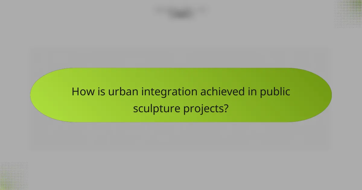 How is urban integration achieved in public sculpture projects?