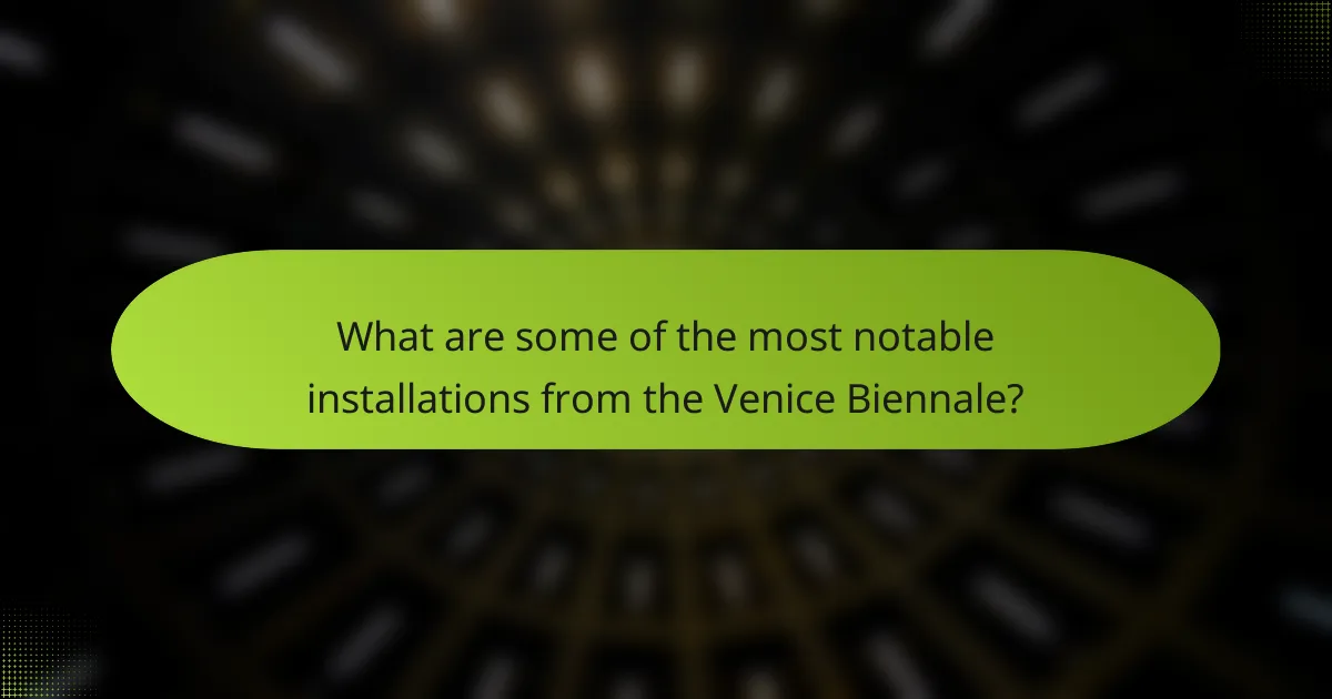 What are some of the most notable installations from the Venice Biennale?
