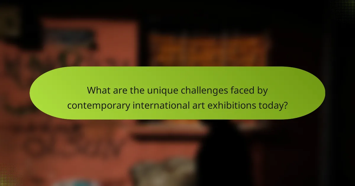 What are the unique challenges faced by contemporary international art exhibitions today?
