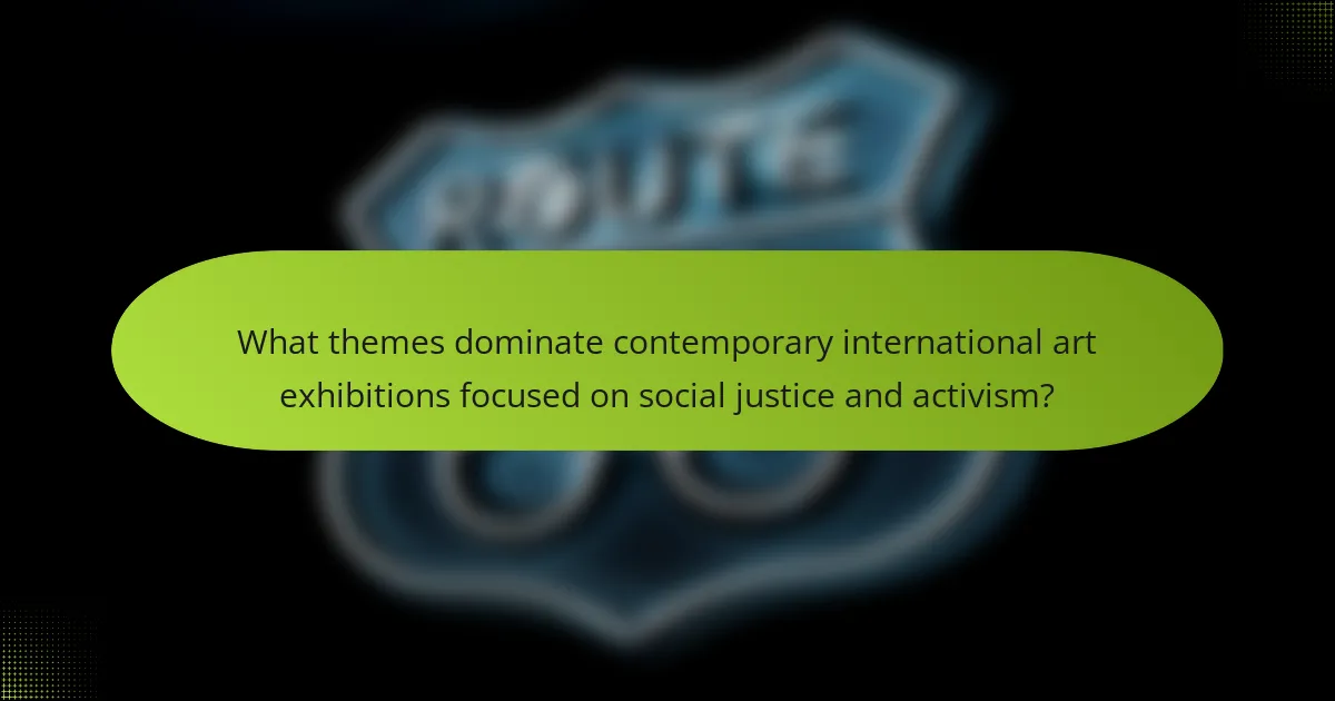 What themes dominate contemporary international art exhibitions focused on social justice and activism?