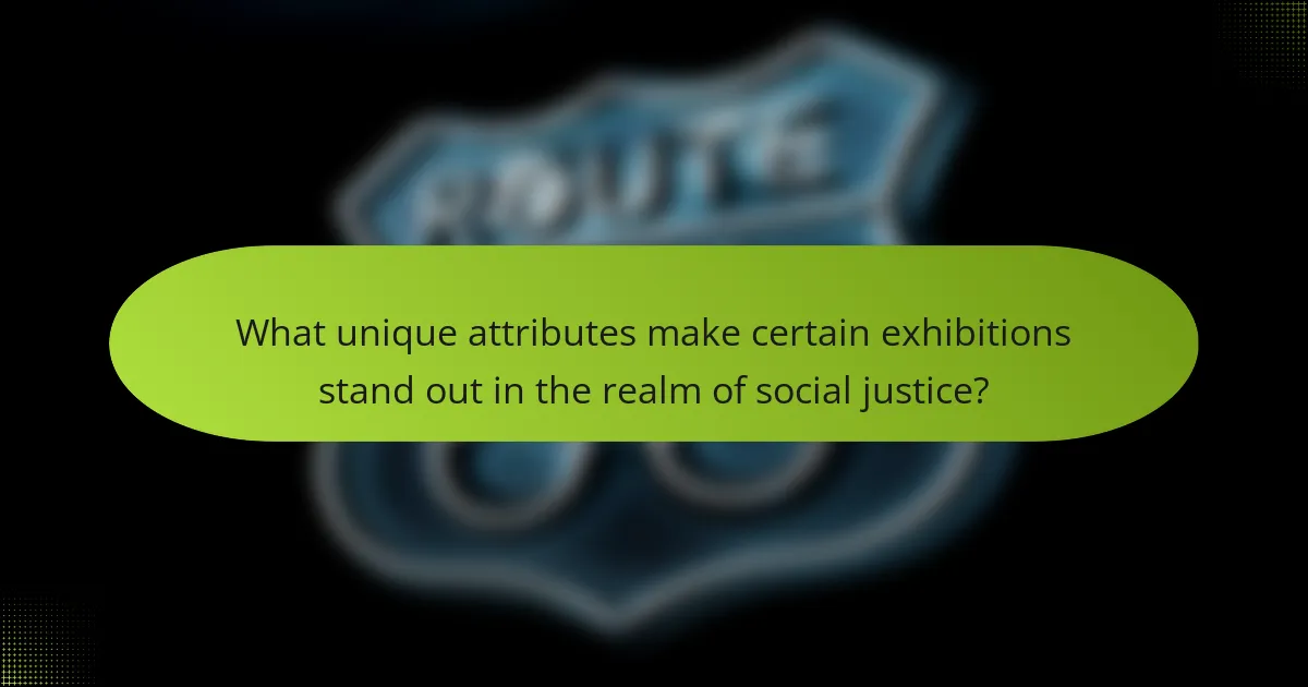 What unique attributes make certain exhibitions stand out in the realm of social justice?